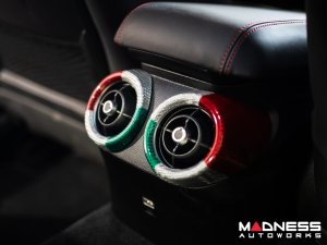 Alfa Romeo Giulia Interior Air Vent Cover Trim Kit - Carbon Fiber - Rear Set - Italian Theme - Feroce Carbon Alfa Romeo Giulia Interior Air Vent Cover Trim Kit - Carbon Fiber - Rear Set - Italian Theme - Feroce Carbon